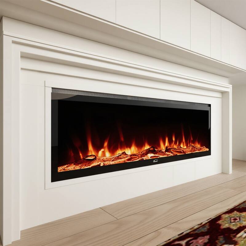 1500W Wall-Mounted &Recessed Electric Fireplace Heater with Remote Control