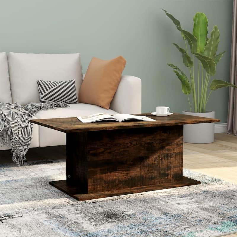 vidaXL Coffee Table Accent End Side Sofa Table for Living Room Engineered Wood - 40.2" x 21.9" x 15.7" - Smoked oak