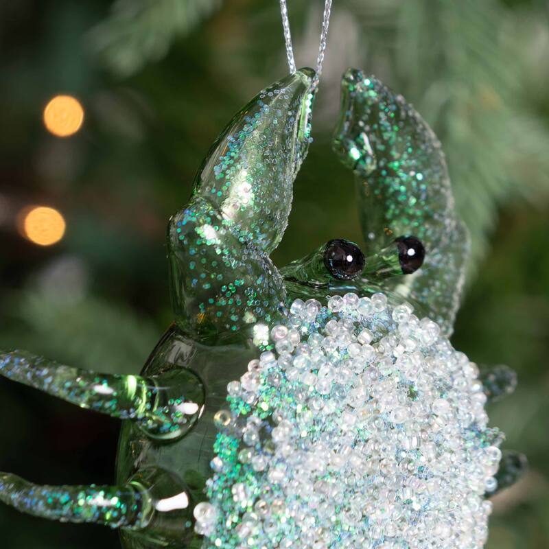Seafoam Glitter Crab Christmas Xmas Ornament