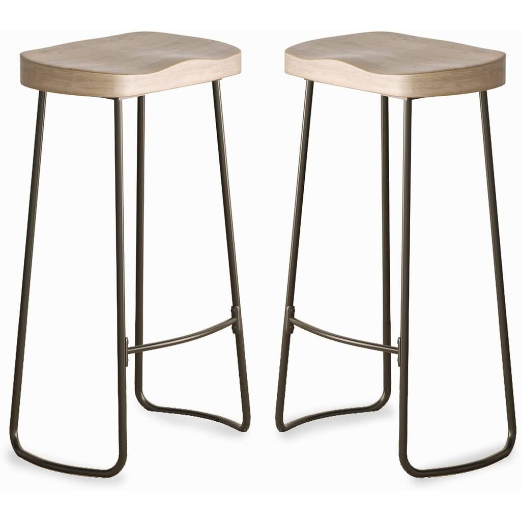 Biwave Bar Stools, 30 Inch Counter Height Bar Stools Set of 2, Solid Wood Bar Stools with Metal Leg Rest