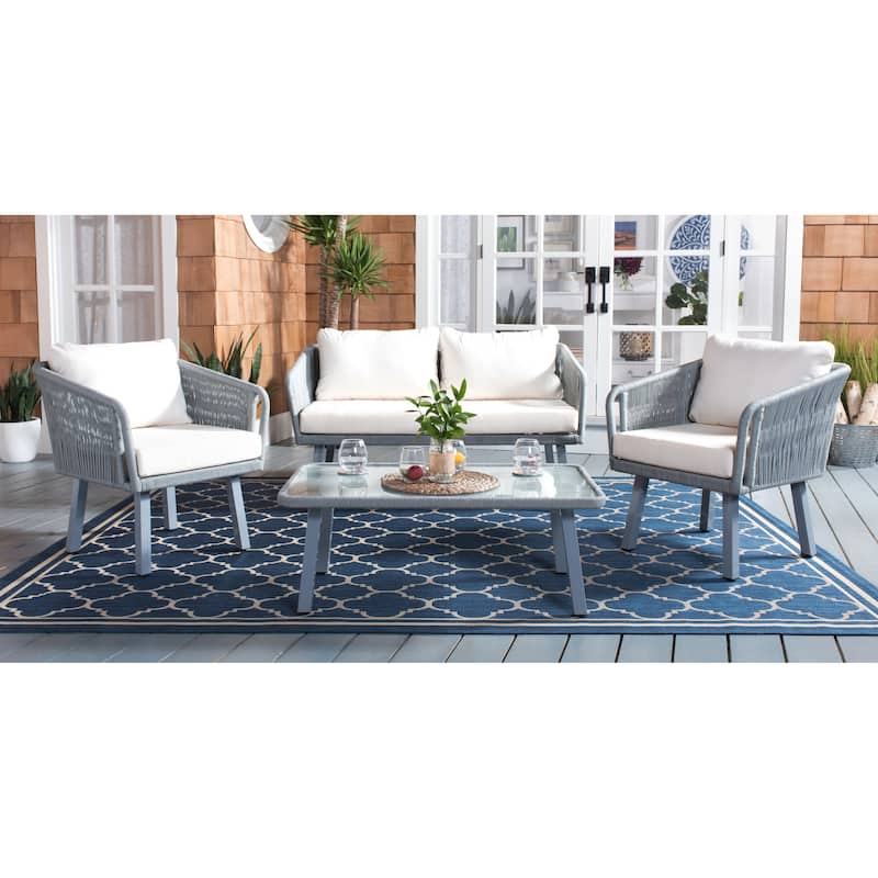 SAFAVIEH Outdoor Cajsa 4-Piece Rope Patio Set - 53W x 27D x 26H