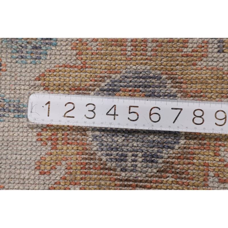 All-Over Blue Floral Oushak Indian Area Rug Hand-Knotted Wool Carpet - 7'11" X 9'9"