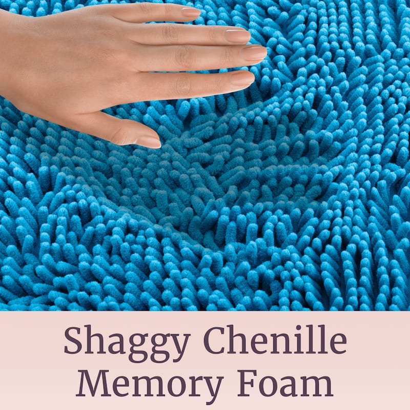 58x24-Inch Bathroom Runner with Non-Slip Backing - Absorbent High-Pile Chenille Memory Foam Bathroom Rug by Windsor Home