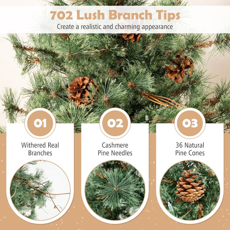6/7/8 FT Pre-lit Artificial Christmas Tree Hinged Xmas Pine Tree - Green