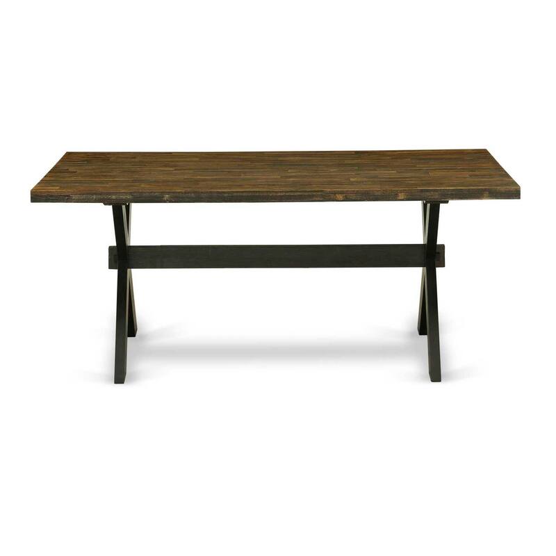 Modern Dining Table 60" x 36" - Black Legs, Distressed Jacobean Top - EastWest Furniture - 36