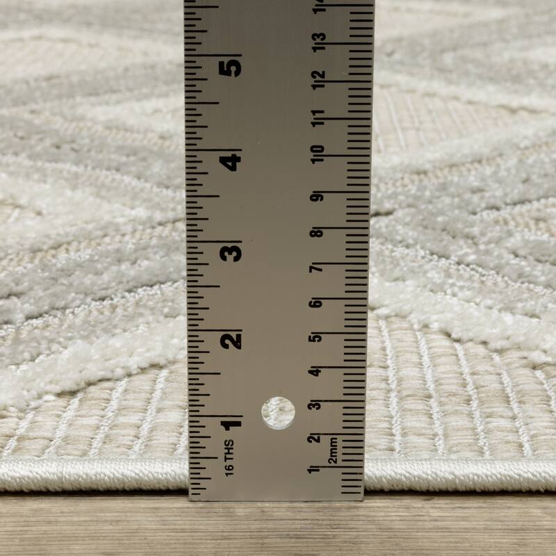 Style Haven Thassos Textured Diamonds Grey/ Beige Mixed Pile Area Rug