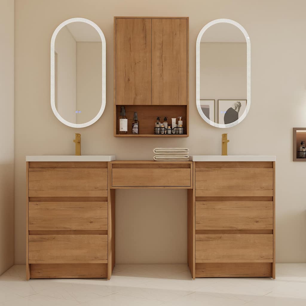 BNK 24''/36''/72'' Bathroom Vanity With Sink, Freestanding Bathroom Vanity with Soft Close Doors and Shelf