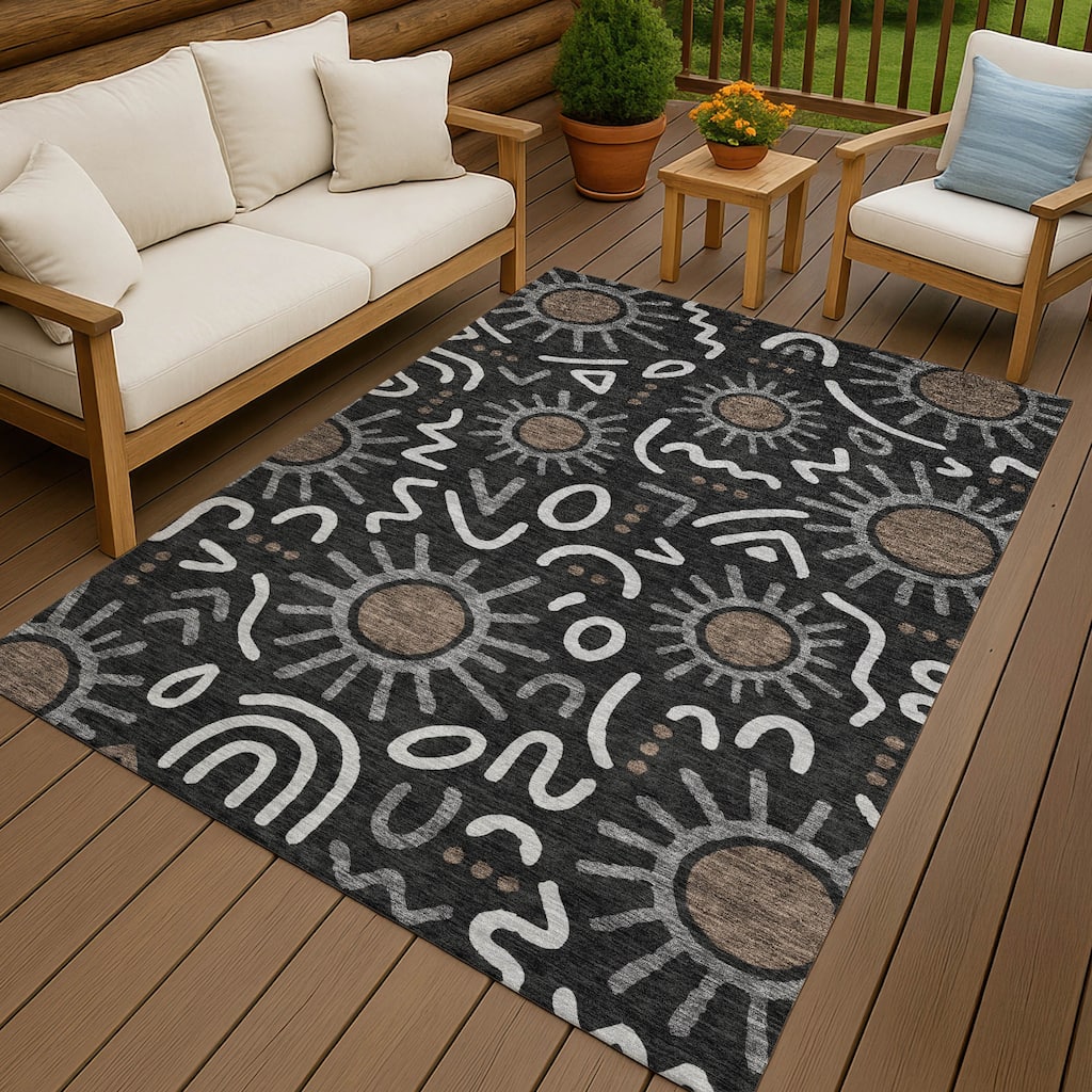 Machine Washable Indoor/ Outdoor Modern Sol Chantille Rug