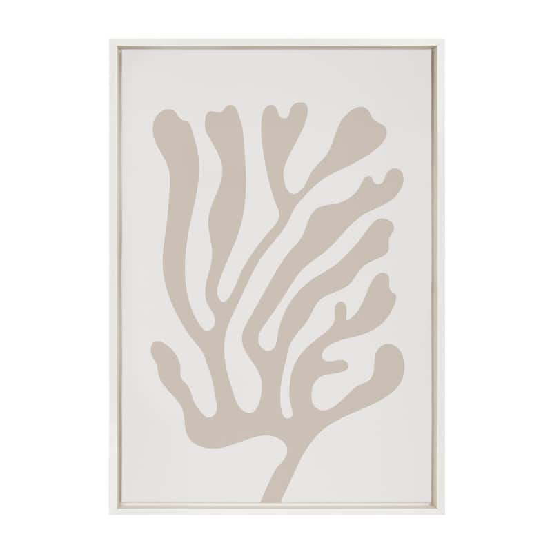 Kate and Laurel Coral Coastal Beige Canvas by Creative Bunch Studio