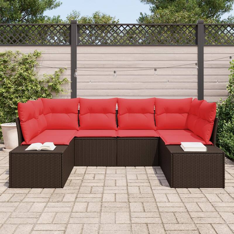 vidaXL 6 Piece Garden Sofa Set with Cushions - 92.1×60.6×27.2