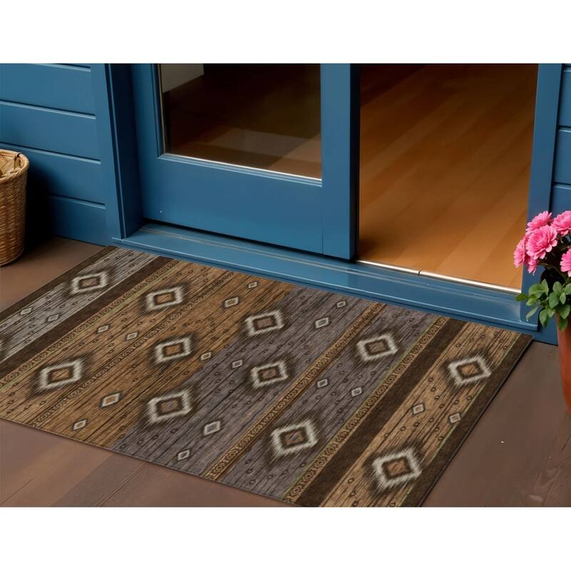 HomeRoots Tribal Transitional Rectangle Outdoor Rug - 3' x 5'