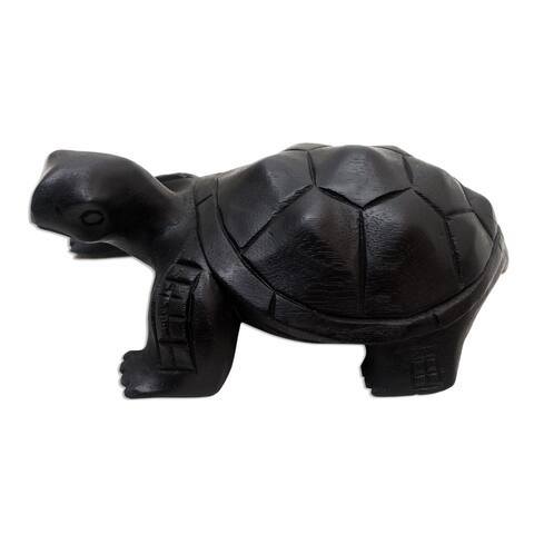 Novica Handmade Meandering Tortoise Wood Statuette