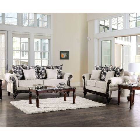 Furniture of America Culprina Traditional Grey 2-Piece Sofa Set