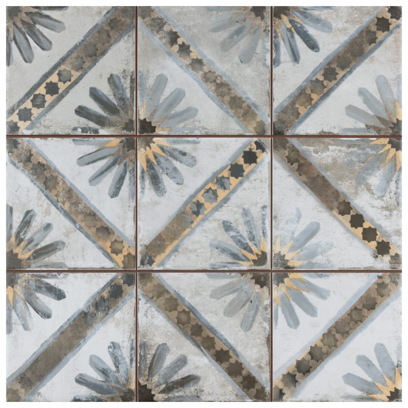 Merola Tile Harmonia Kings Marrakech Blue 13" x 13" Ceramic Floor and Wall Tile
