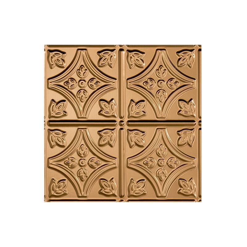 FASÄDE Traditional Style 1 Decorative Vinyl 2ft x 2ft Lay in Ceiling Panel in Polished Copper (5 Pack) - 12in x 12in Sample - Polished Copper