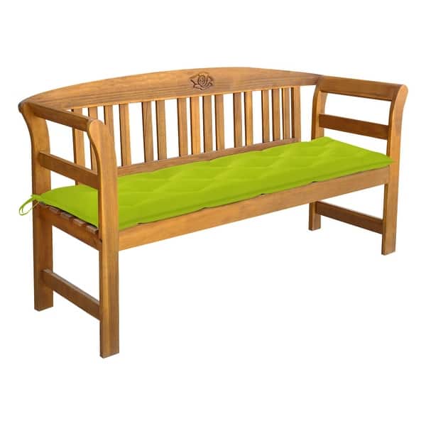 slide 2 of 10, vidaXL Patio Bench with Cushion 61.8'' Solid Acacia Wood - 61.8'' x 17.7'' x 32.5''
