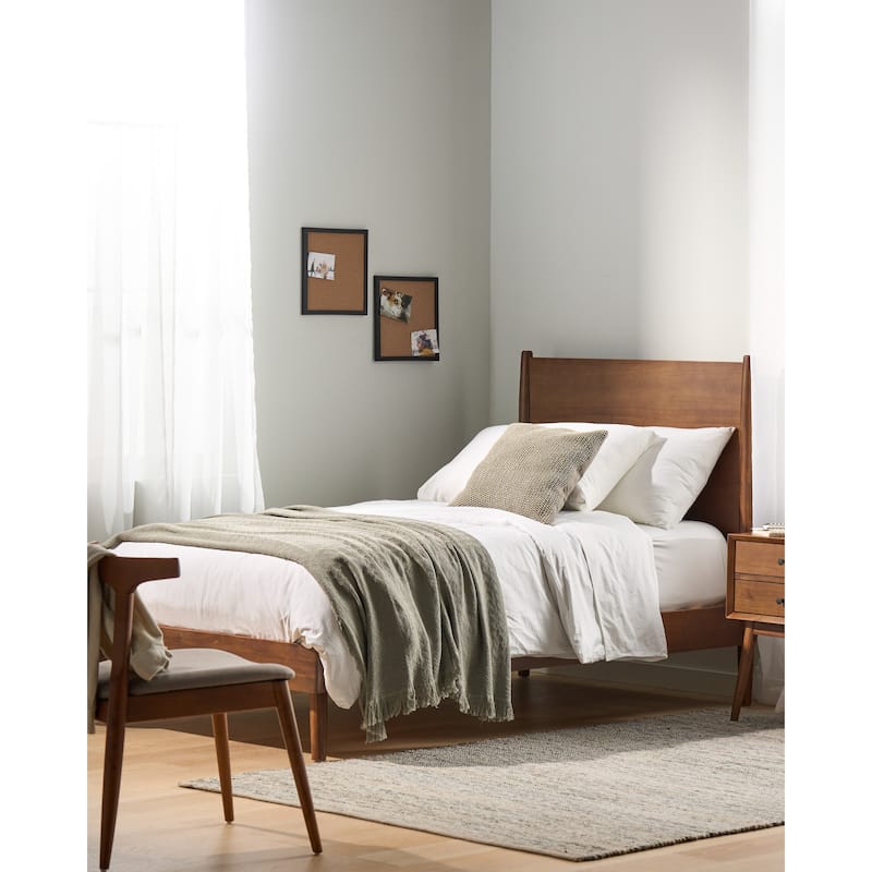 Christopher Knight Home - Cohron Mid-Century Solid Wood Full Platform Bed with Sleek Splayed Legs - Brown - Twin XL