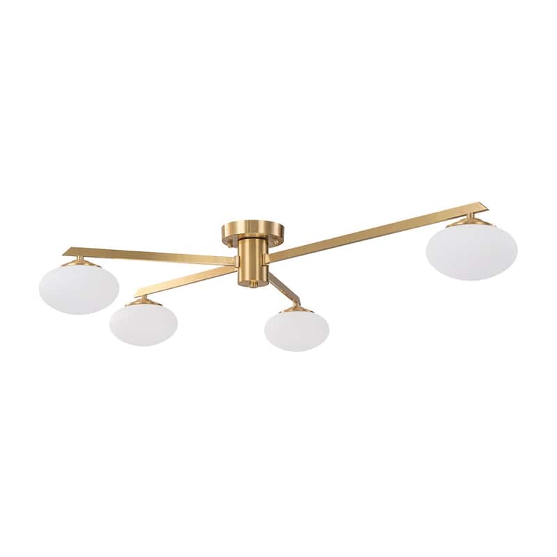 Mid-century Modern Oval Glass Accents Semi-flush Mount