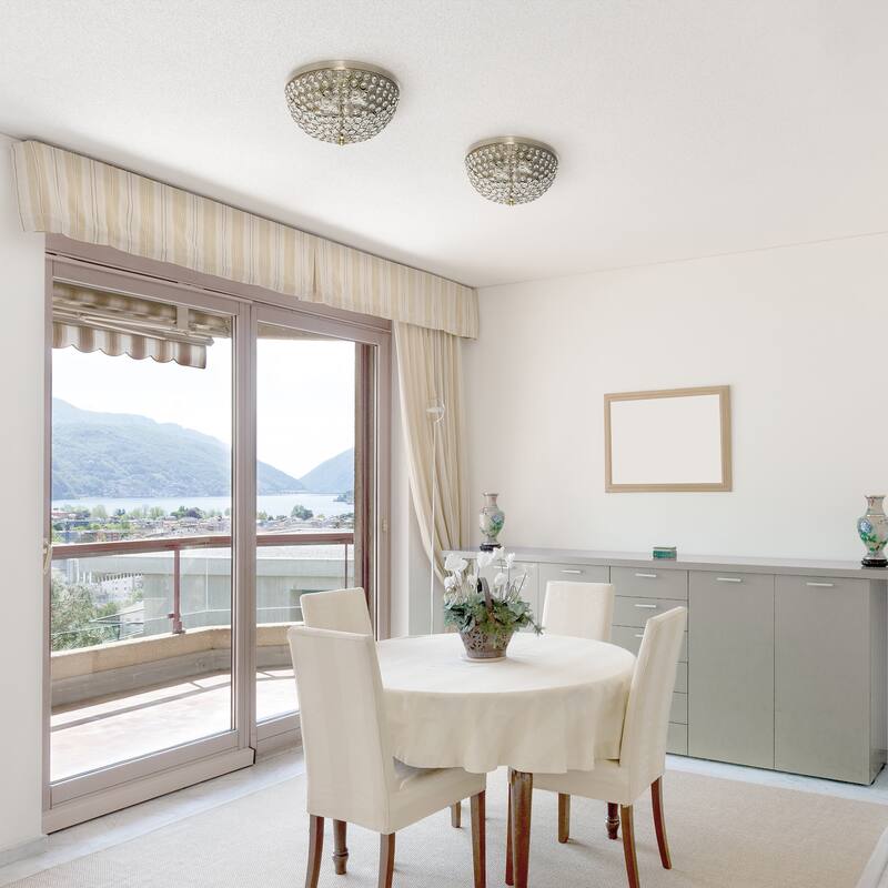 13" Flush Mount Ceiling Light Set of 2 - Antique Brass Dome Fixture - Bedroom, Living Room Lighting - 13