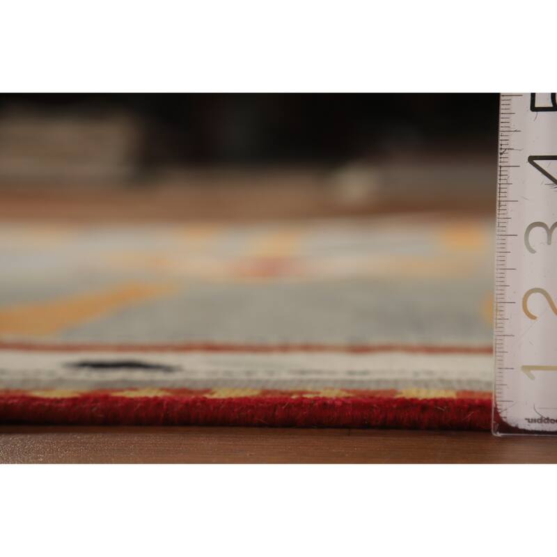 Hand Knotted Oriental 100% Wool Carpet Modern Geometric Greys & Charcoal Gabbeh Area Rug - 10' 0'' X 4' 11''