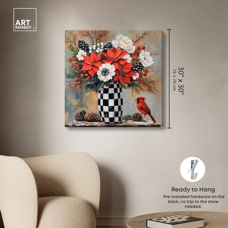 Checkerboard Vase Blooms II Canvas by Art Remedy, Gallery Wrapped