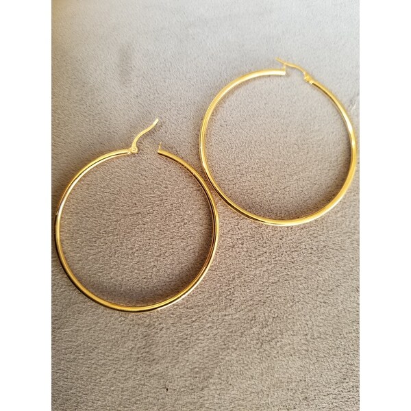 IcedTime Aleksa Ladies 14K Rose,White,Yellow Gold Polished Classic Hinched 3mm Tube Hoop Earrings 15-50mm IcedTime Aleksa Ladies 14K Rose,White,Yellow Gold Polished Classic Hinched 3mm Tube Hoop Earrings 15-50mm