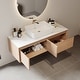 preview thumbnail 3 of 26, 48" Modern Floading Single Bathroom Vanities, Solid Wood, Glossy Stone Vessel, Brown &Light Wood - 47.6" x 19.7
