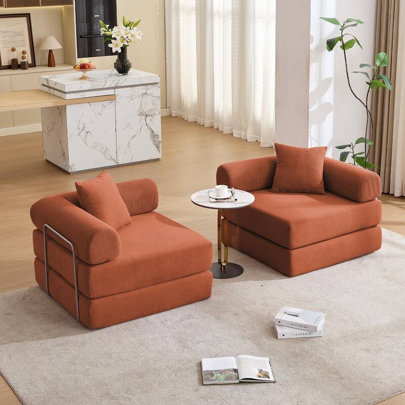 Modular Couch Sofa Bed, Convertible Design with Removable Armrests,Folding Mattress Couch for Small Spaces ,No Assembly