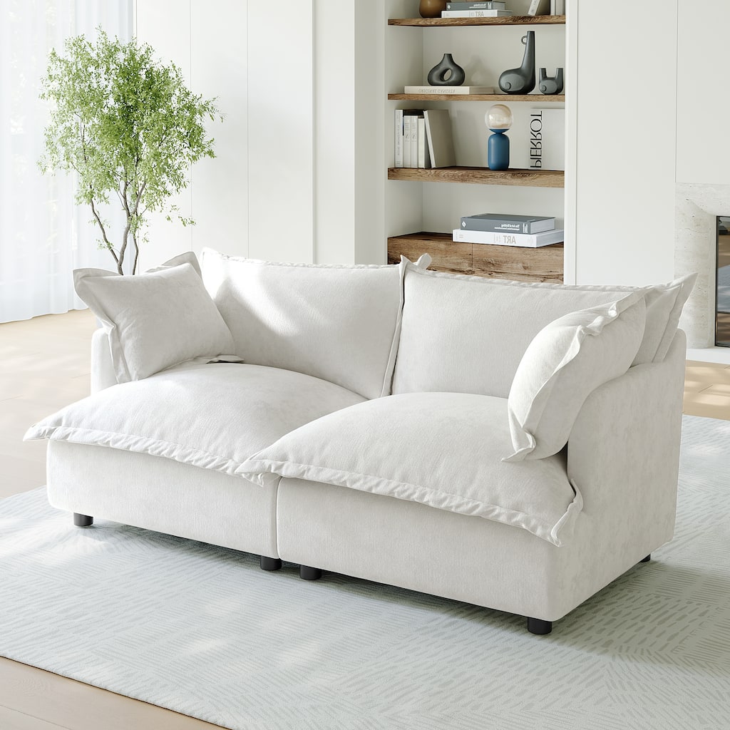 80"W Upholstered Chenille Comfy Cloud Couch Modular Sectional Sofa