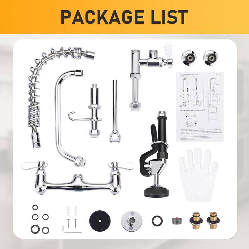 WOWOW Pull Down Sprayer Commeicial Faucet with Pre-Rinse Sprayer