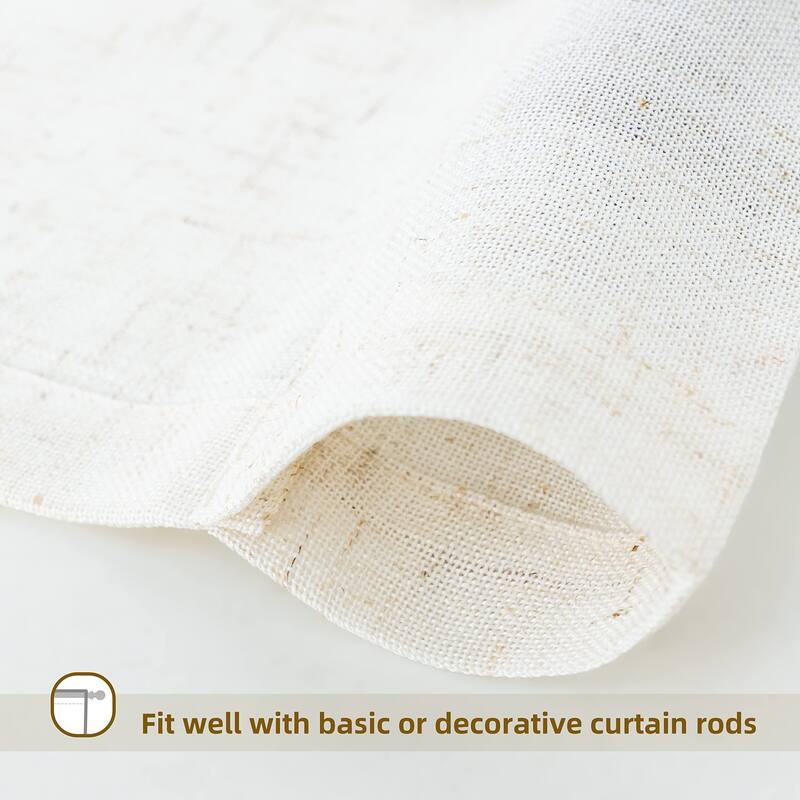 DriftAway Solid Linen Blend Sheer Voile Tie Up Decorative Adjustable Balloon Rod Pocket Curtains for Small Window