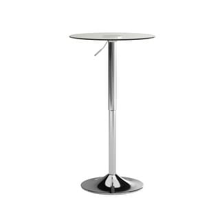 23.5" Round Adjustable Height Glass Table (Adjustable Range 33.5" - 41")
