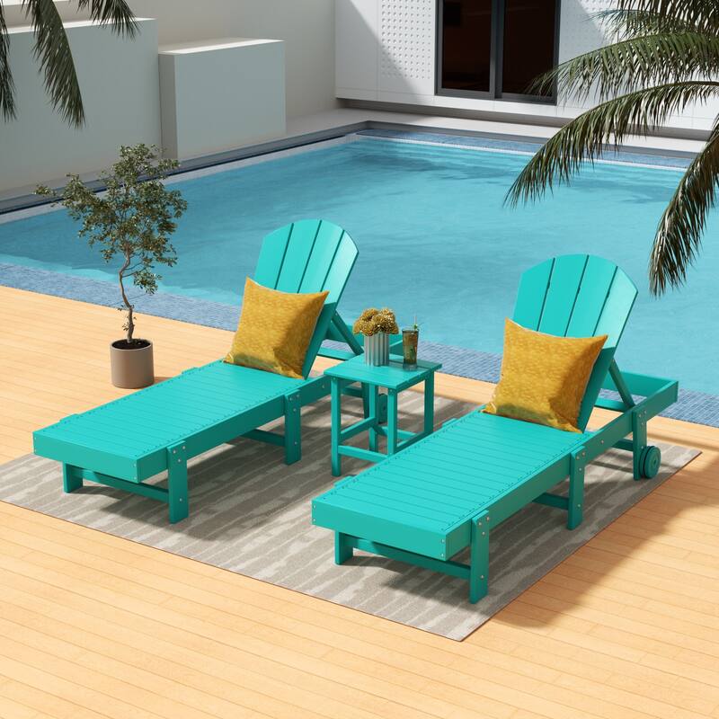 Polytrends Laguna Hdpe All Weather Outdoor Patio Pool Reclining Armless Chaise Lounges (3-Piece Set)