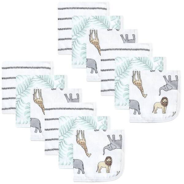 slide 1 of 1, Hudson Baby Unisex Baby Cotton Muslin Washcloths, Modern Neutral Safari, One Size - Modern Neutral Safari - One Size One Size - Modern Neutral Safari