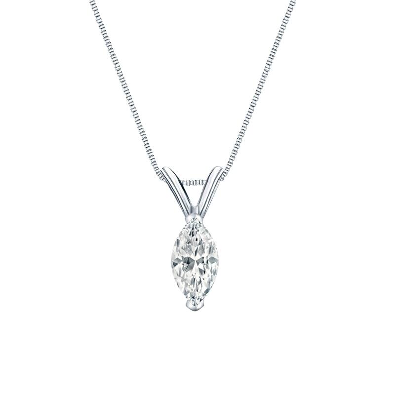 Auriya 14-karat Gold 0.45ctw Marquise Solitaire Lab Grown Diamond Necklace V-End Prong (D-E VVS) - 0.45 - White