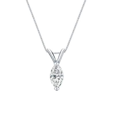 Auriya Platinum 0.45ctw Marquise Solitaire Lab Grown Diamond Necklace V-End Prong (H-I VS) - 0.45