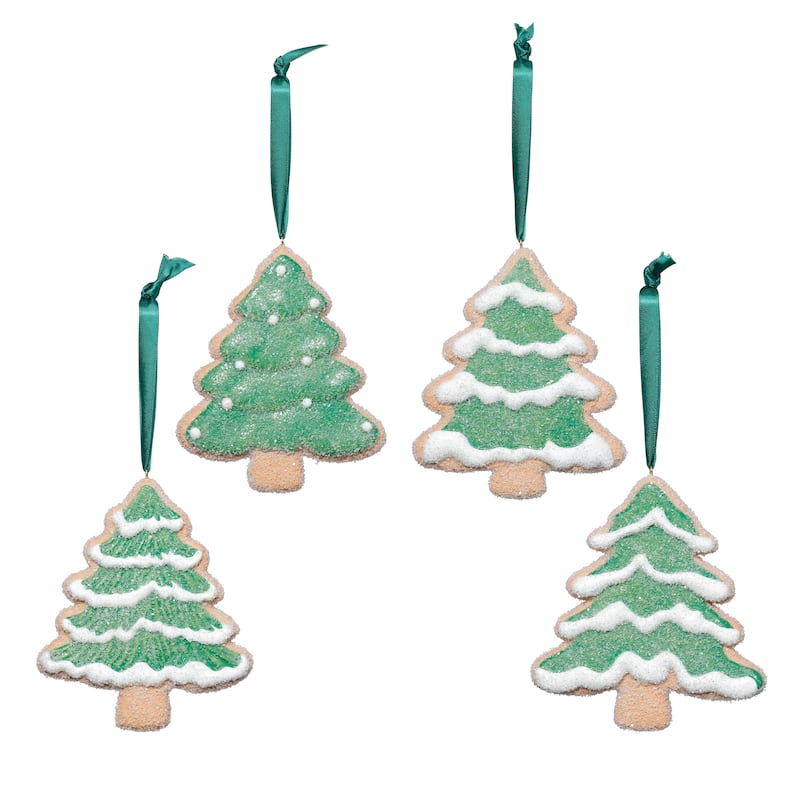 Assorted Cookie Christmas Ornaments, 8 Hanging Pieces (2 Sets of 4), Tree