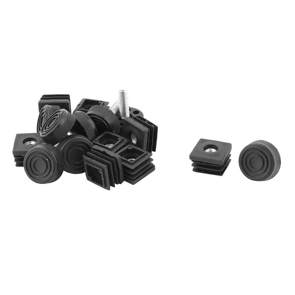 Unique Bargains 8 Sets Antislip Plastic Square 25mm x 25 mm Chair Foot Cover Table Furniture Leg Protector Black