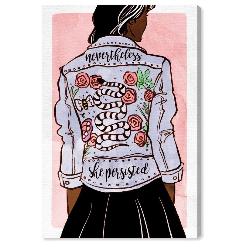 Wynwood Studio Canvas Fashion and Glam Her Favorite Jacket Ebony Pink and Pastel Pink Glam Wall Art Canvas Print