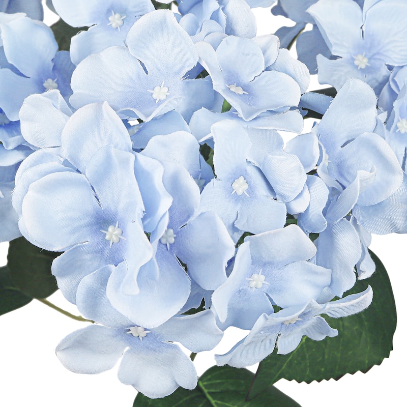 Set of 2 Deluxe Baby Blue Artificial Hydrangea Flower Stem Bush Bouquet 20in - 20" L x 12" W x 12" DP