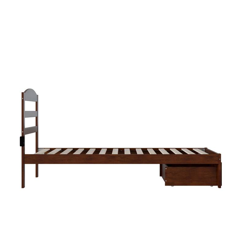 AFI Warren Platform Bed with Foot Drawer and Charging Station
