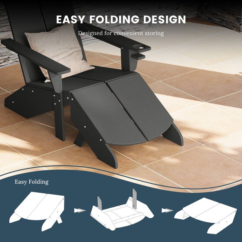 Coastin Modern Poly Adirondack Chair With Ottoman