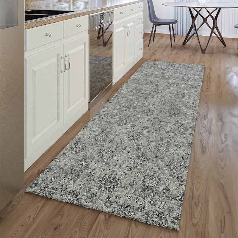 Premium Washable Super Soft Floral Borderless Mayfield Rug - Gray - 2' 3" x 7' 6"
