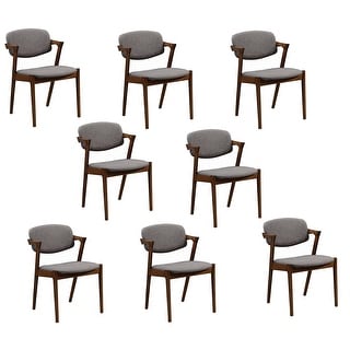 Vance Grey and Dark Walnut Open Back Dining Chairs (Set of 8) - Bed ...