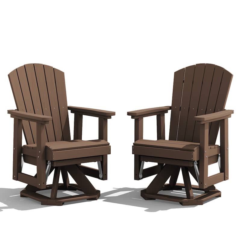 Set of 2 HDPE Adirondack Swivel Gliders, Outdoor Patio Chair Set