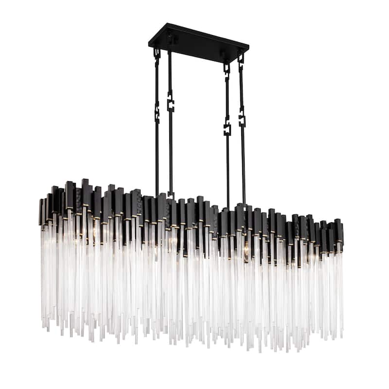 Varaluz Matrix 8- Light Linear Pendant - Matte Black /French Gold