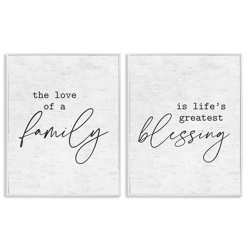 Stupell Love of Family is Life's Greatest Blessing Minimal Quote, 2pc Multi Piece Framed Wall Art Set