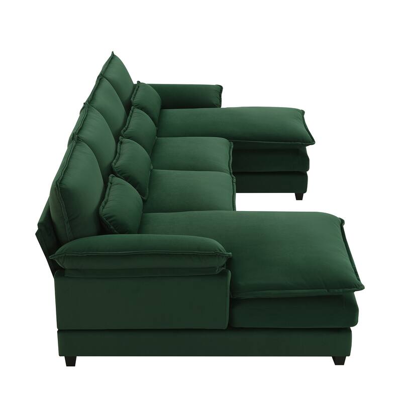 Merax Modern U-shaped Sectional Sofa with Waist Pillows, and Chaise Lounge