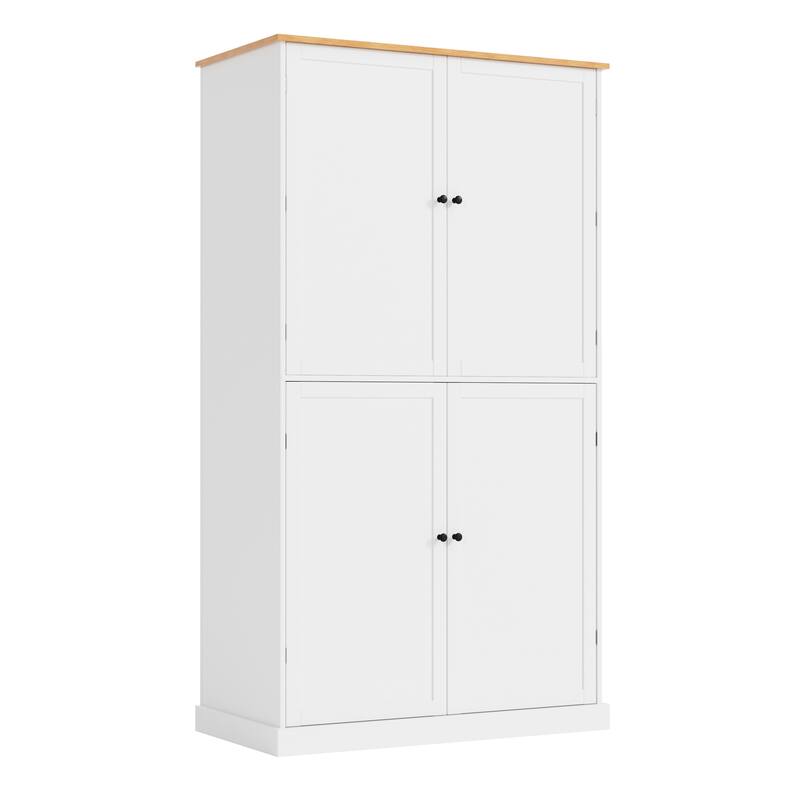 Modern Large Kitchen Pantry Cabinet, Wood Storage Cupboard with 2 Drawers, Adjustable Shelves & 8 Door Storage Shelves