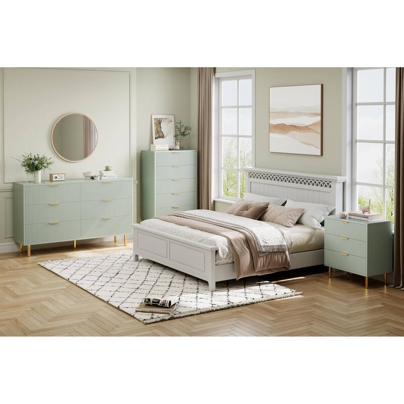 5 Drawer Dresser for Bedroom with Gold Handle and Large Drawer